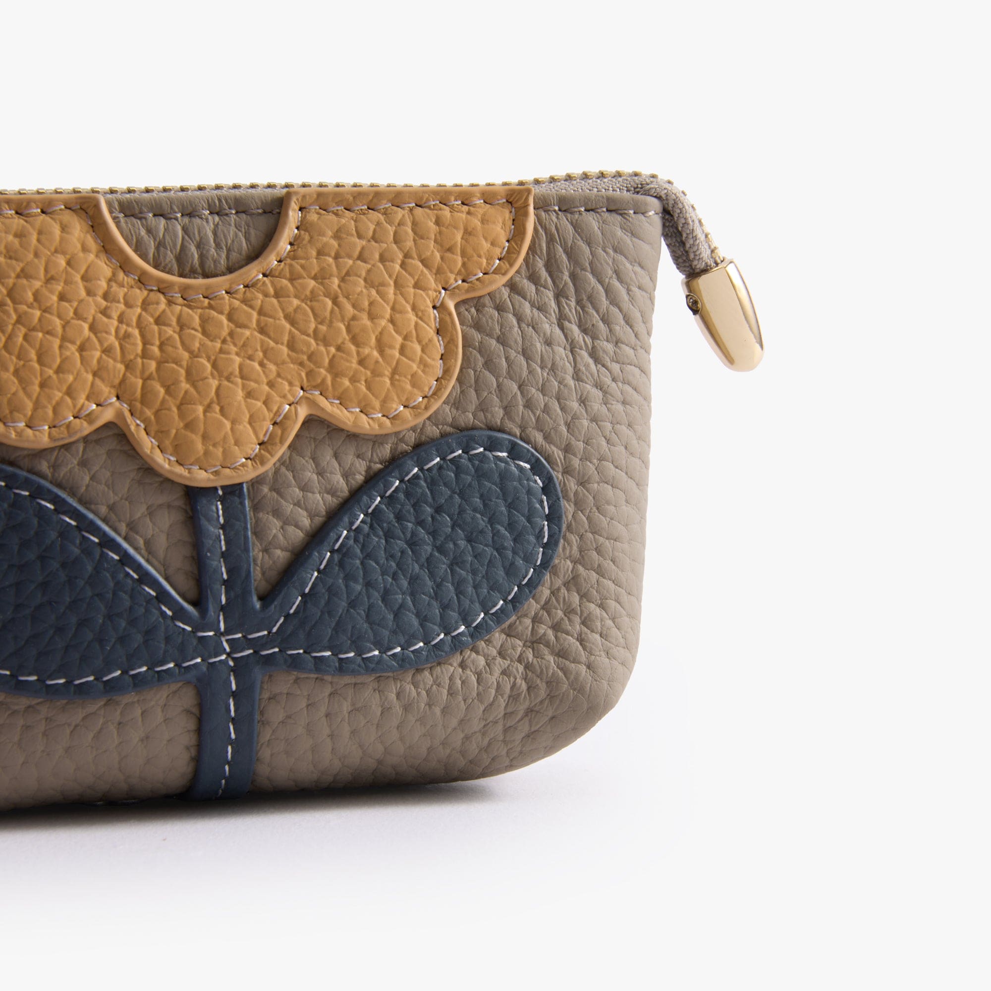 Women Flower Leather Zipper Pouch