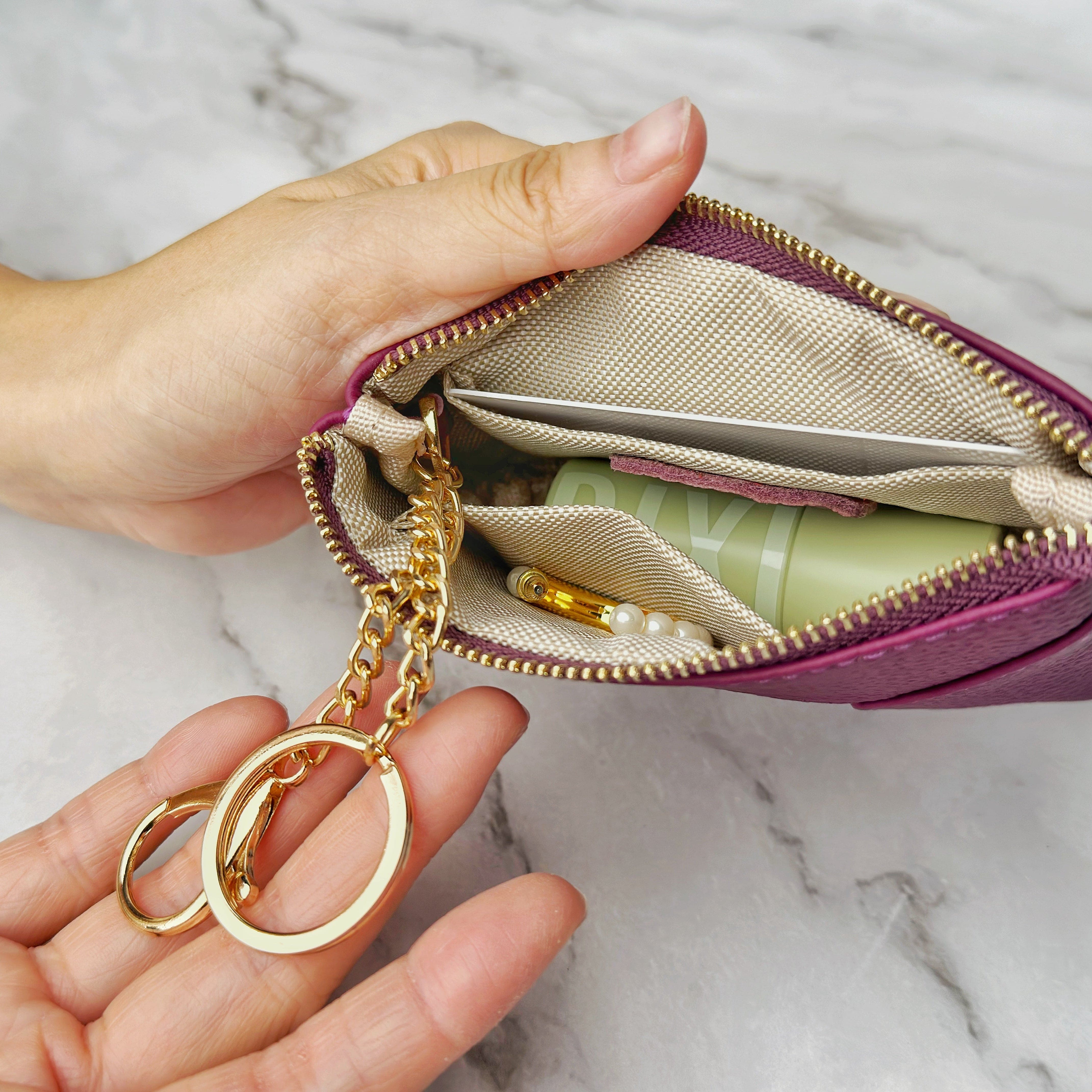 Women Leather Splice Pouch