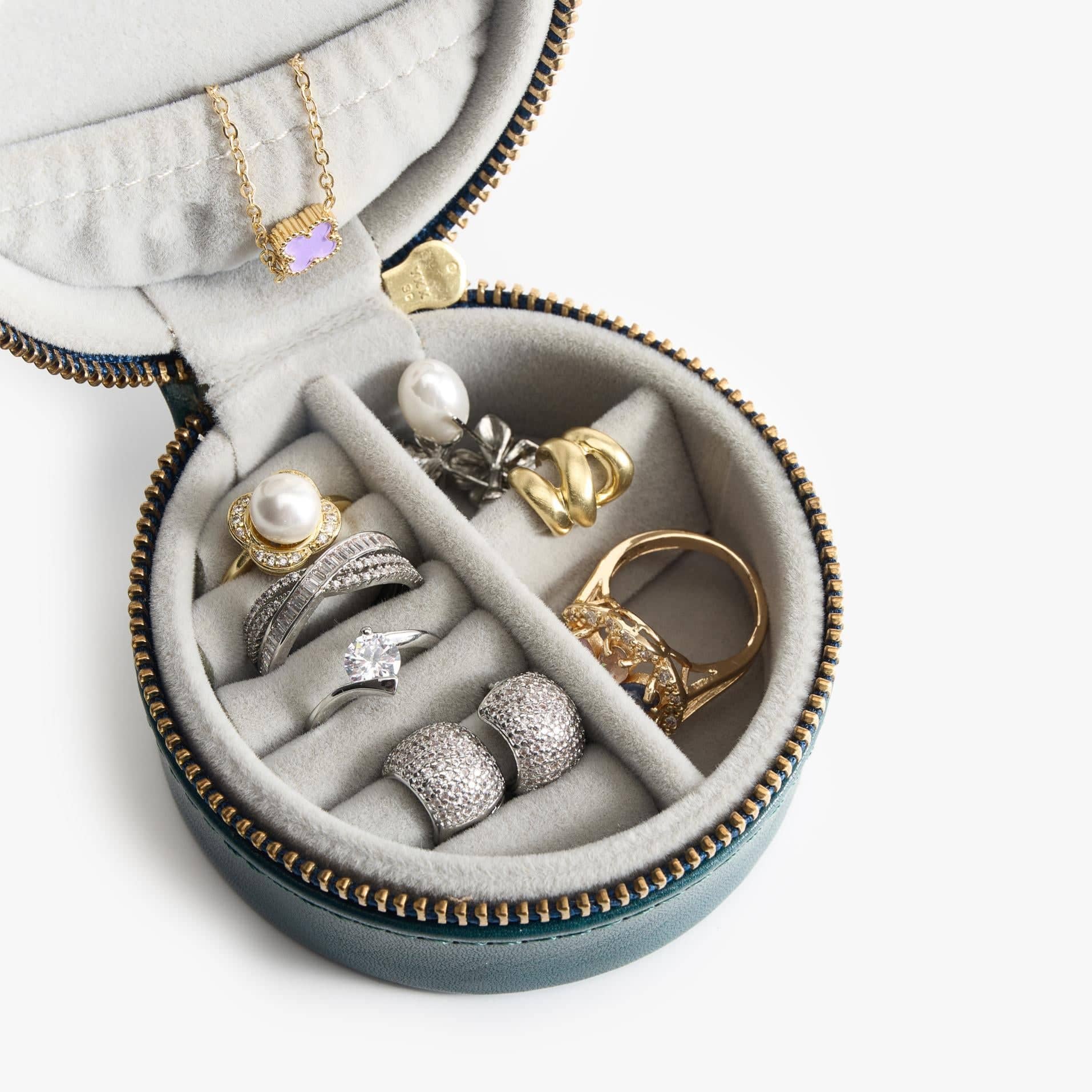 Leather Jewelry Round Case