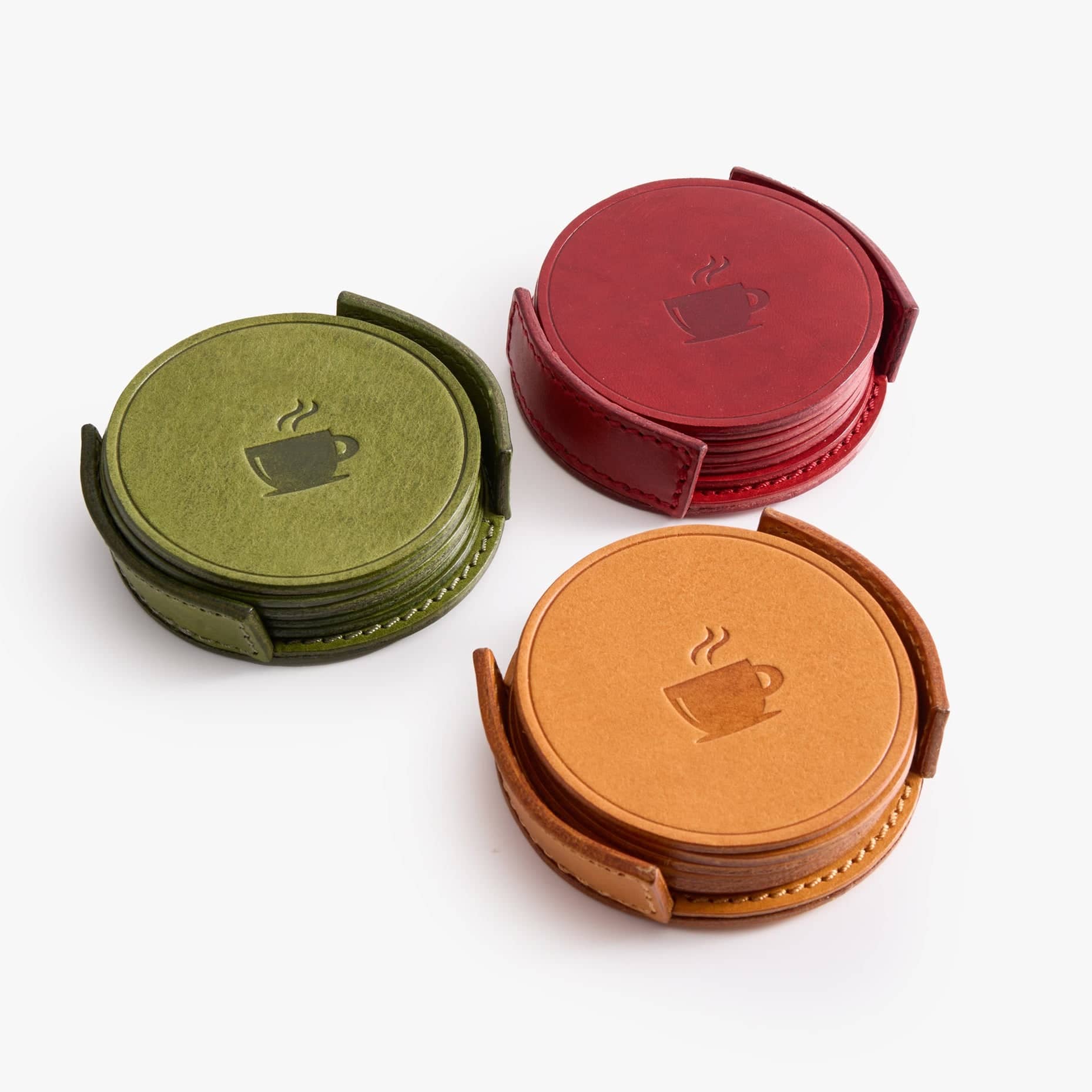 Handcrafted Leather Coaster Set